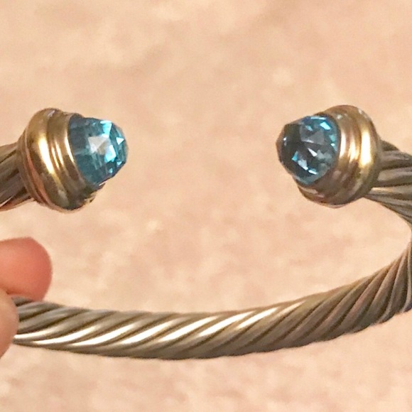 Cable Classics Bracelet w/Blue Topaz & 14K Gold - Picture 5 of 6